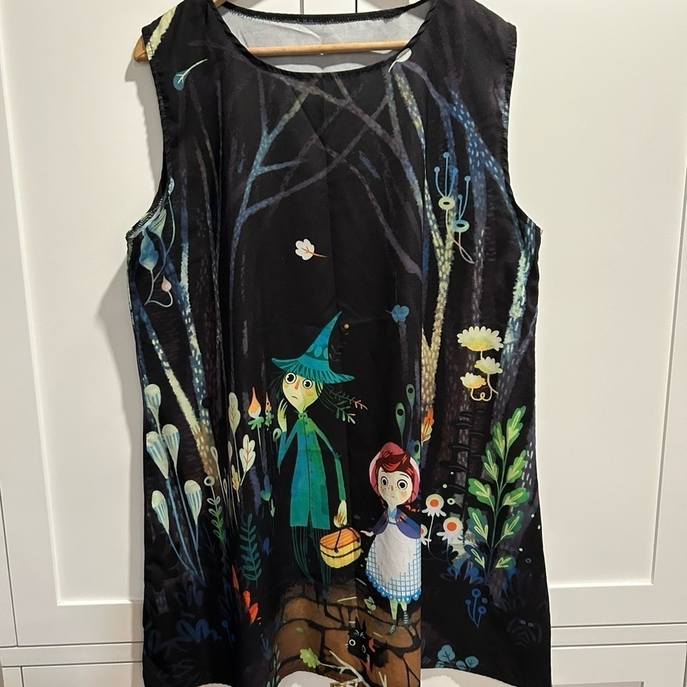 3 Tunic Dress Top Style XXL Funky Patterns Feathers, Ballounes Alice Wonderland - Picture 2 of 13